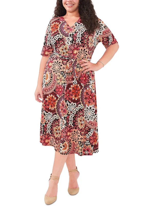 Comfortable Vibes Comfy Wear Plus Womens V-Neck Long Maxi Dress