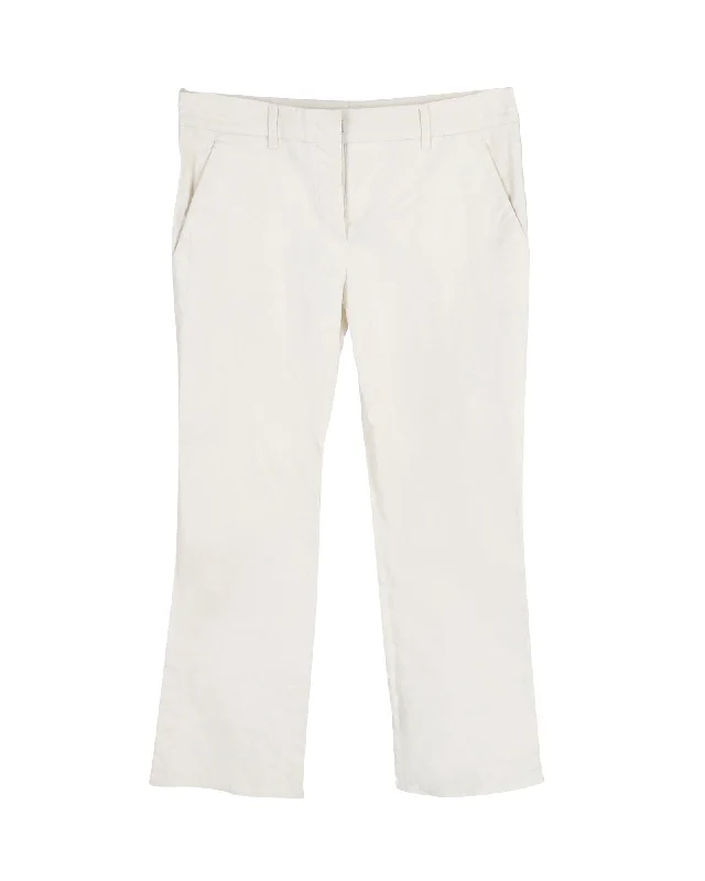 Cozy Fabric Fits Versatile Styles Prada Trousers in White Cotton