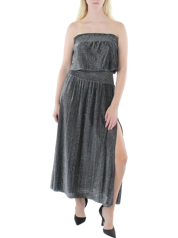 Effortless Fashionwear Simple Comfort Look Santana Womens Metallic Strapless Evening Dress