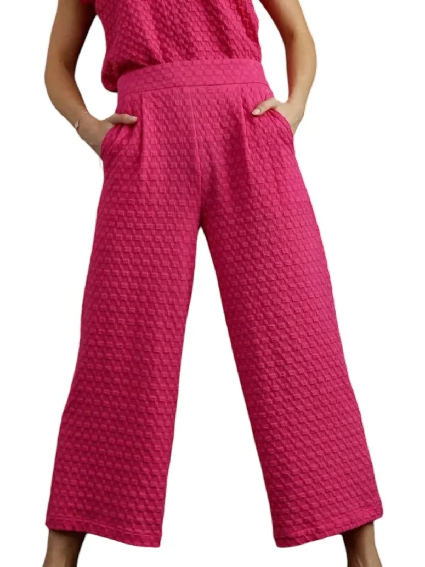 Modern Fitwear Cozy Textures Square Jacquard Wide Pants In Hot Pink