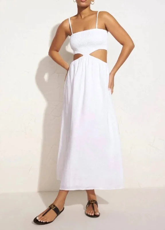 Comfortable Textiles Wear Chic Wear Tayari Midi Dress in Plain White