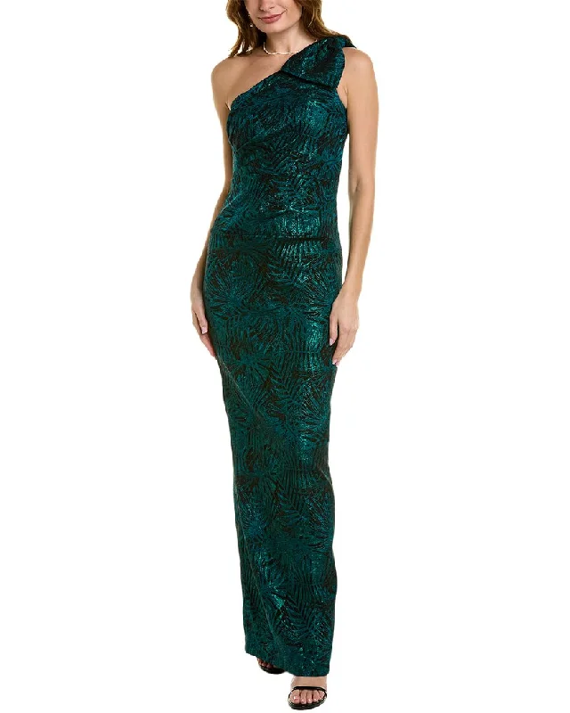 Fashion Comfort Trends Comfy Wear Teri Jon by Rickie Freeman One-Shoulder Gown