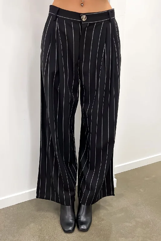 Effortless Layers Elegant Wear Thea Pant Black Pinstripe