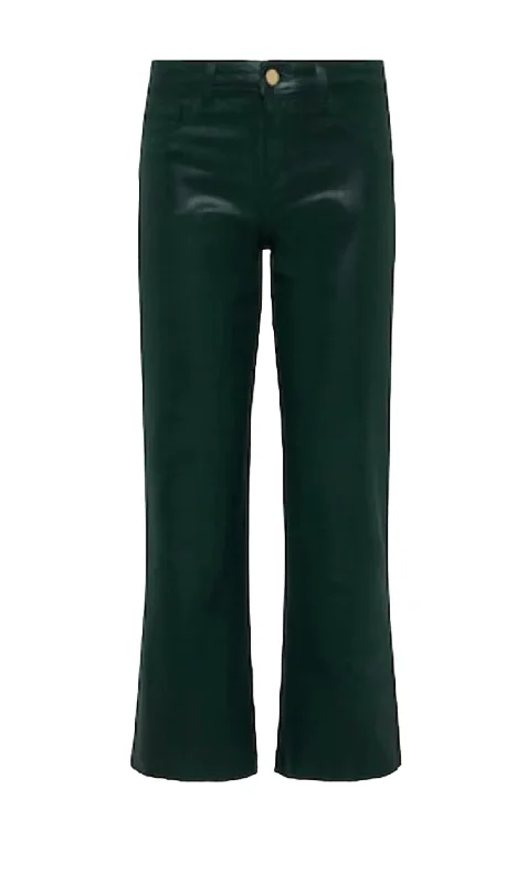 Cozy Looks Soft Fit Clothing Wanda High Rise Crop Wide Leg Pant In Forest Green Coated