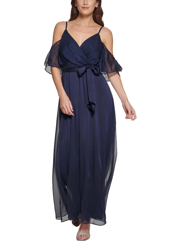 Chic Comforts Pieces Comfort Trends Womens Chiffon Cold Shoulder Evening Dress