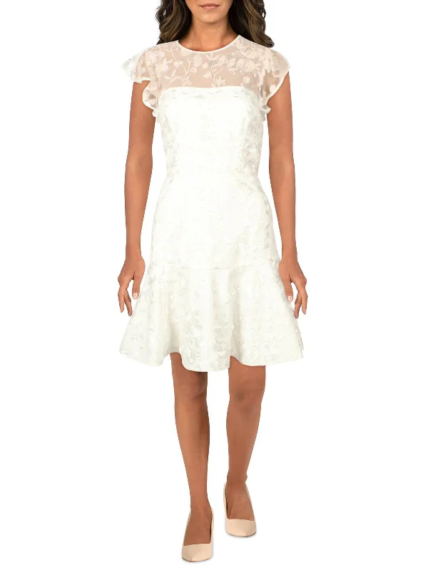 Budget-friendly Comfort Cozy Styles Womens Embroidered Midi Fit & Flare Dress