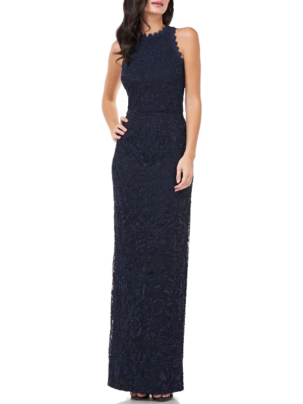 Cozy Everyday Wardrobe Soft Dressing Womens Embroidered Scalloped Evening Dress