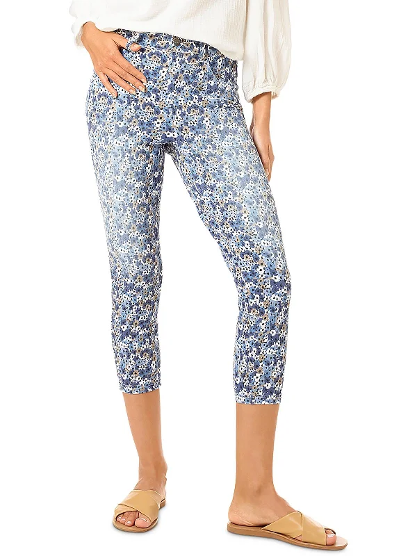 Everyday Comfort Wear Trendy Comfortwear Womens Floral Denim Capri Pants