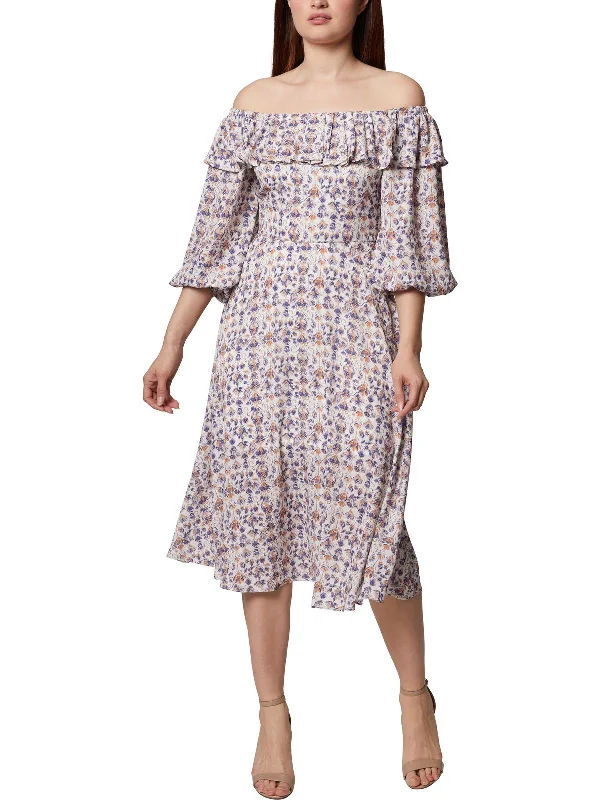 Street Comfort Clothing Elegant Wear Womens Floral Knee Midi Dress