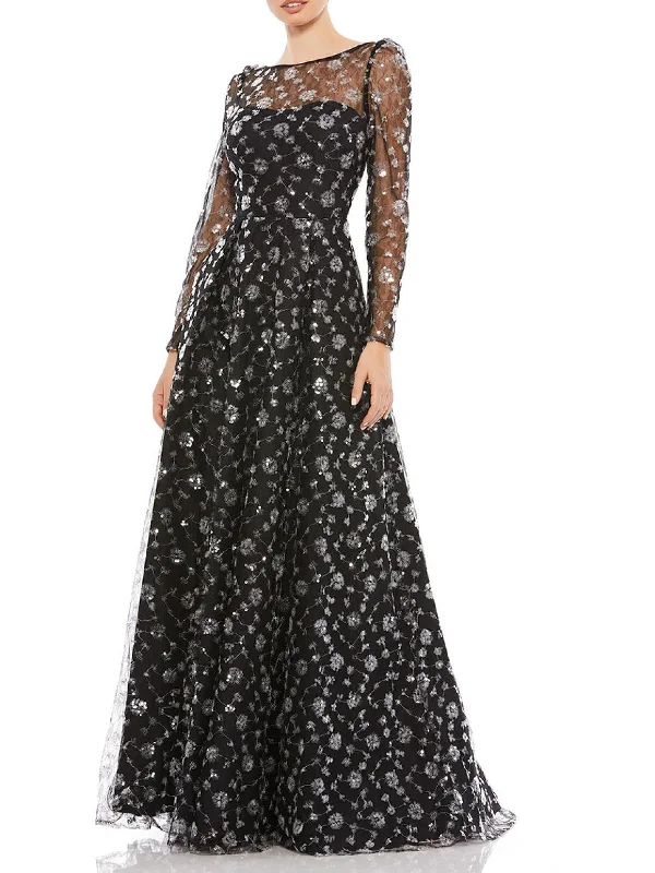Effortless Chic Style Chic Layers Womens Floral Open Back Evening Dress