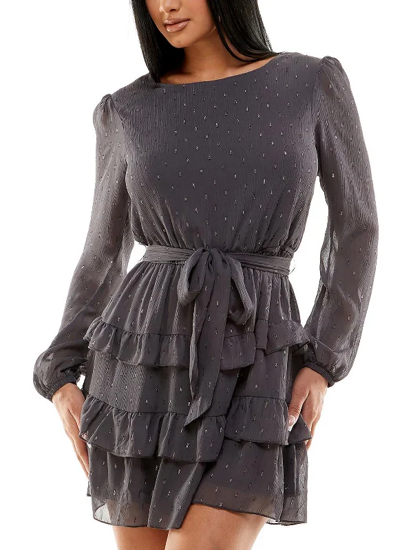 Everyday Wardrobe Essentials Simple Comfort Style Womens Metallic Mini Mini Dress