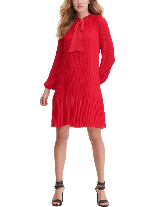 Relaxed Street Styles Relaxed Fashion Womens Pleated Midi Shift Dress