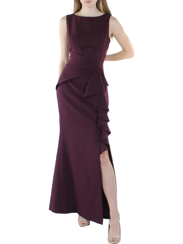 Relaxed Chic Comfortable Fit Womens Ruffled Sleeveless Formal Dress
