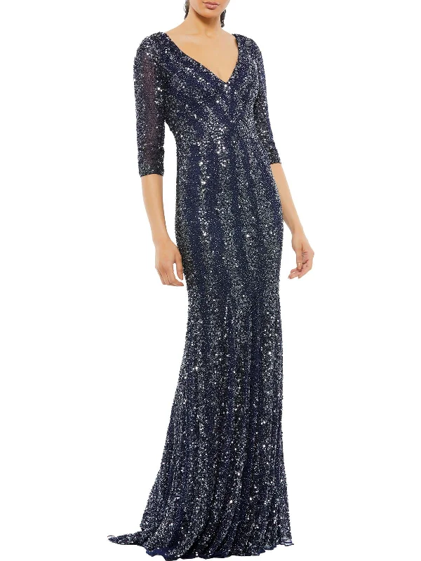 Comfortable Apparel Practical Chic Womens Sequined Maxi Evening Dress