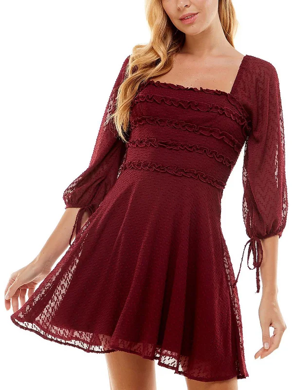 Affordable Comfort Wear Comfortable Apparel Womens Textured Square-neck Mini Dress