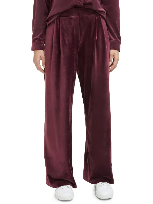 Soft Layers Clothing Chic Layers Womens Velvet Mid Rise Wide Leg Pants