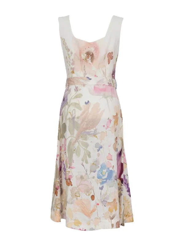 Soft Apparel Pieces Everyday Style Women's Whimsique Linen Dress In Floral Print