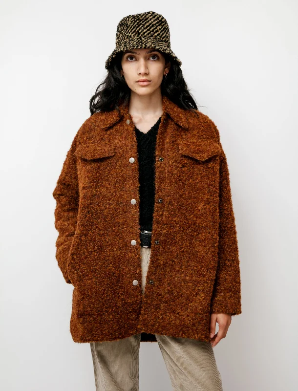 Practical Streetwear Affordable Style Fluffy Alpaca Oversized Jacket Rust