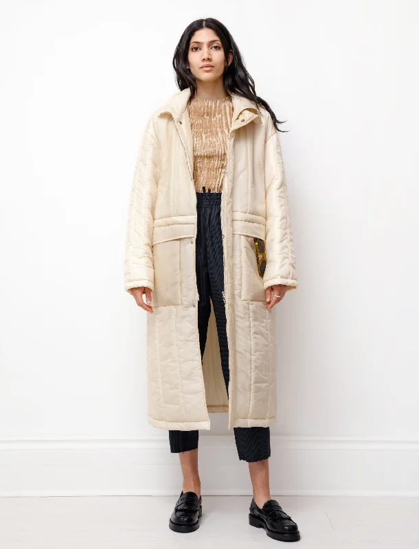 Comfy Daily Outfits Street Chic Super Light Airy Nylon Padded Coat Ivory