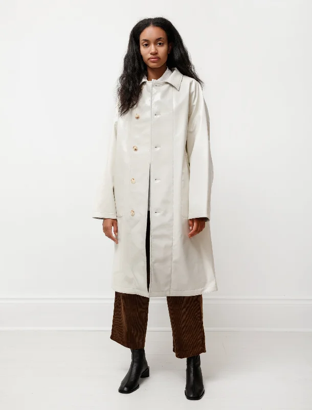 Chic Vibes Day Comfort Wool Cashmere Laminate Coat Ivory Top Gray