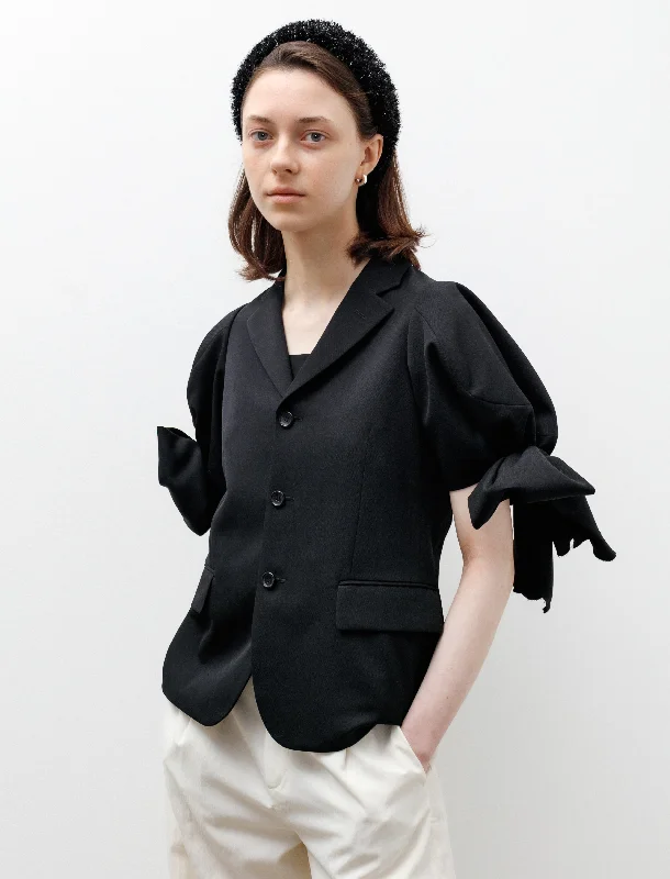 Practical Cozy Looks Affordable Outfits Bow Sleeve Blazer Black