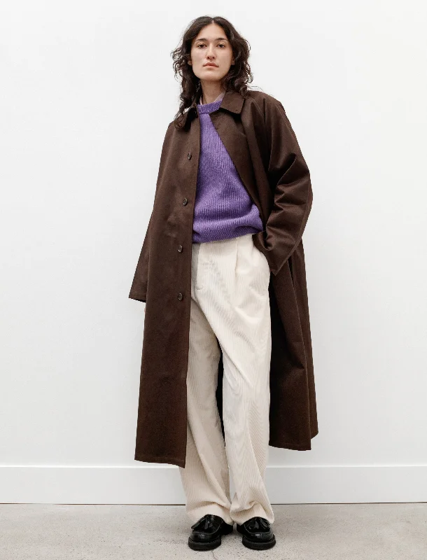 Modern Fitwear Simple Comfort Look Oversized Long Trench Cotton Satin Brown