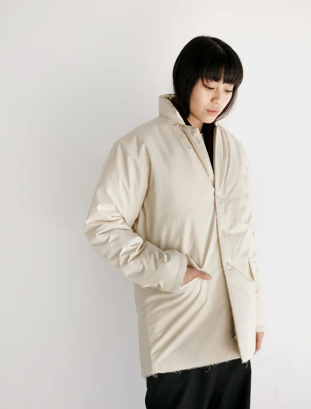 Smart Fashionwear Everyday Styles Padded Square Jacket Waxed Cotton White
