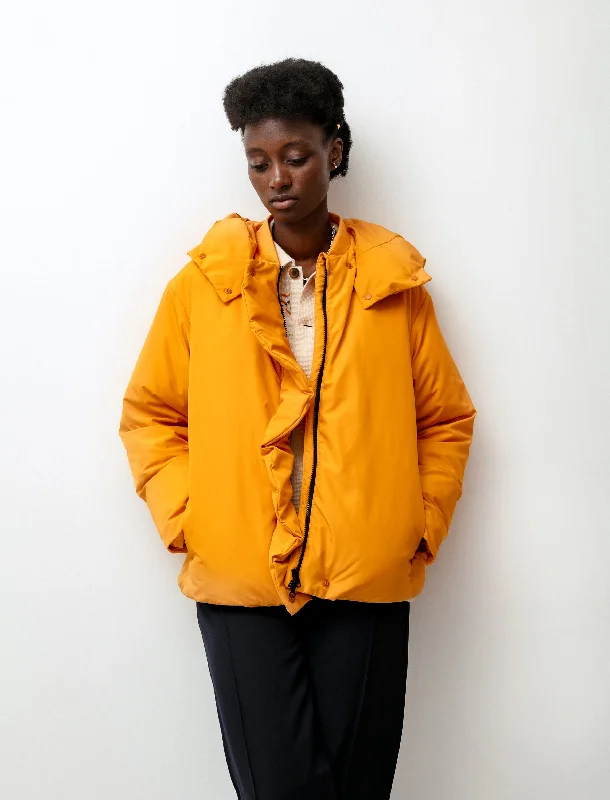 Effortless Soft Layers Versatile Clothing Puffer Hoodie Jacket Tangerine