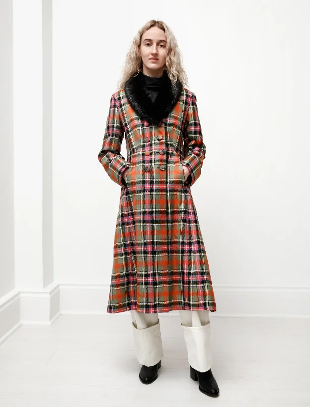Affordable Layers Cozy Dresses Constantine A-Line Plaid Coat Pink/Multi