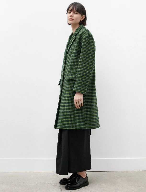 Relaxed Textiles Chic Fit Straight Down Coat Green Plaid