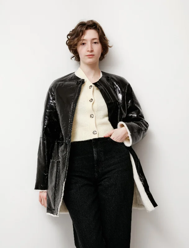 Fashionable Comfortwear Affordable Outfits Reversible Enamel Shearling Coat