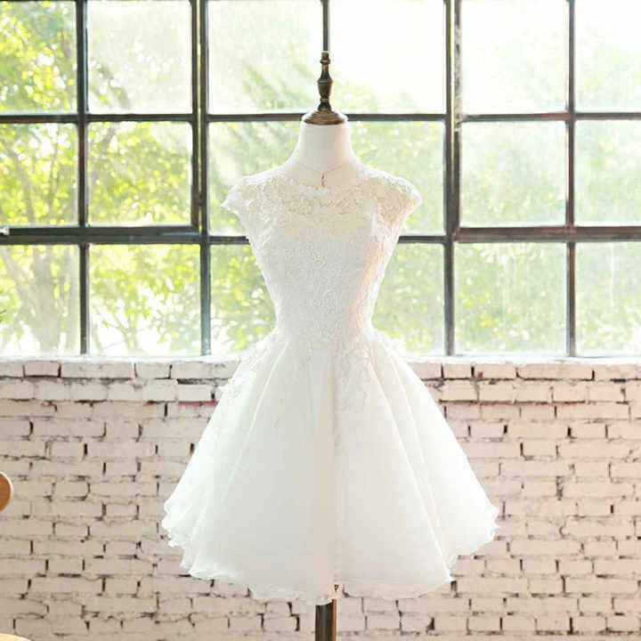 Soft Fabric Choices Comfort-driven Style Crew Neck Sleeveless White Lace Homecoming Dress M1016 Soft Fabric Choices Comfort-driven Style Crew Neck Sleeveless White Lace Homecoming Dress M1016