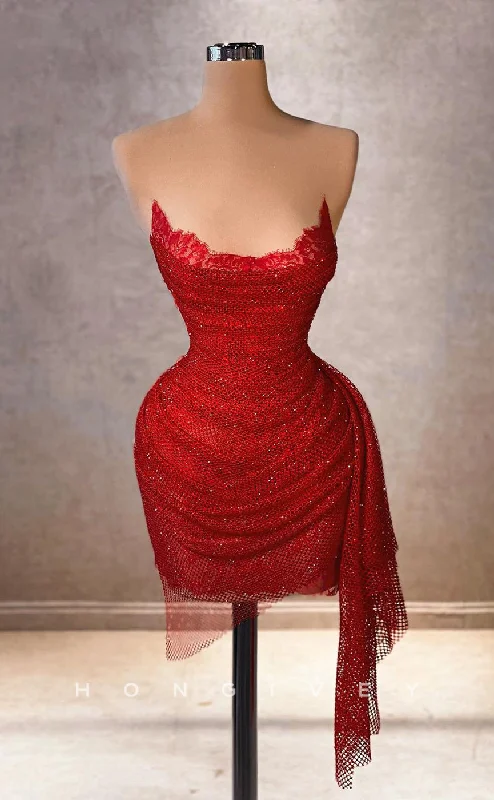 Fashion Layering Pieces Versatile Comfortwear H2047 - Sexy Fitted Glitter Illusion Bateau Strapless Sleeveless Ruched Short Party/Homecoming Dress Fashion Layering Pieces Versatile Comfortwear H2047 - Sexy Fitted Glitter Illusion Bateau Strapless Sleeveless Ruched Short Party/Homecoming Dress