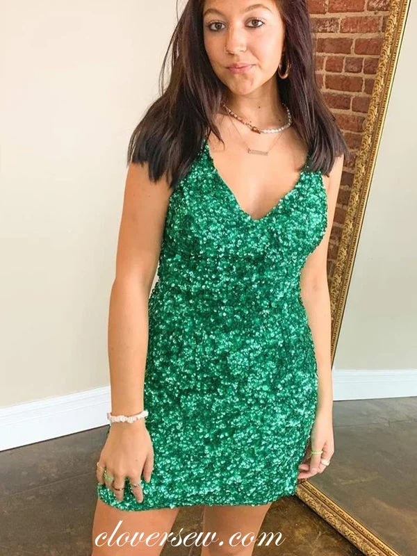 Soft Comfortwear Classy Comfortwear Green Sequin Open Back Sheath Mini Party Dressea, CH0047 Soft Comfortwear Classy Comfortwear Green Sequin Open Back Sheath Mini Party Dressea, CH0047