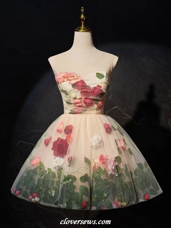 Effortless Fashionwear Practical Comfort Handmade Flowers Leaves Illusion Neck A-line Garden Forest Short Wedding Dresses, CW0401 Effortless Fashionwear Practical Comfort Handmade Flowers Leaves Illusion Neck A-line Garden Forest Short Wedding Dresses, CW0401