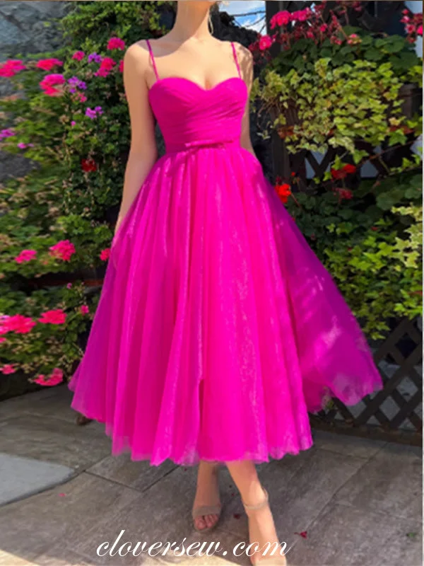 Fashion Comfort Wearables Relaxed Dressing Hot Pink Tulle Sweetheart A-line Tea-length Short Prom Dresses, CP0968 Fashion Comfort Wearables Relaxed Dressing Hot Pink Tulle Sweetheart A-line Tea-length Short Prom Dresses, CP0968