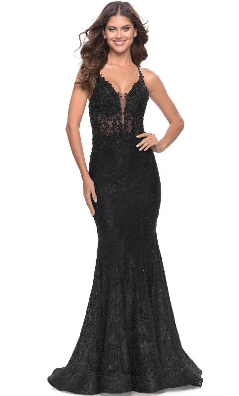 Trendy Warm Looks Day-to-day Fashion La Femme 31265 - Lace Applique Trumpet Long Prom Dress Trendy Warm Looks Day-to-day Fashion La Femme 31265 - Lace Applique Trumpet Long Prom Dress