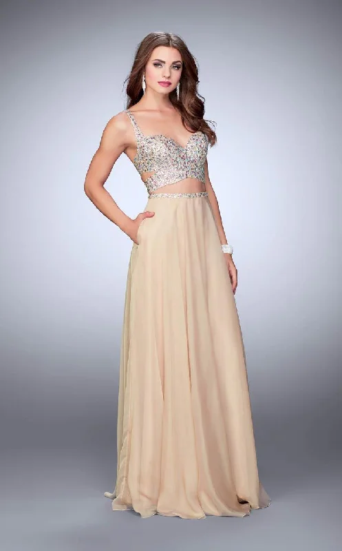 Comfy Clothing Choices Fashionable Comfortwear La Femme - 23966 Two-Piece Crystal Sweetheart Crisscross Long Evening Gown