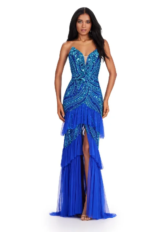 Comfortable Everyday Look Relaxed Fit Apparel ASHLEYlauren 11438 Strapless Gown with Sequin Motif and Ruffles Comfortable Everyday Look Relaxed Fit Apparel ASHLEYlauren 11438 Strapless Gown with Sequin Motif and Ruffles