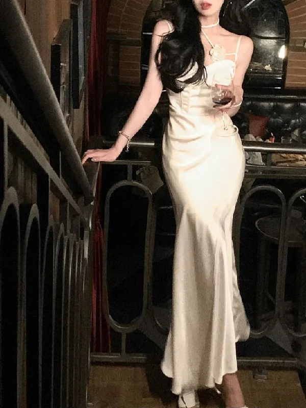 Affordable Comfort Wear Relaxed Outfits Ivory Spaghetti Straps Sheath Long Party Dress,DP1883 Affordable Comfort Wear Relaxed Outfits Ivory Spaghetti Straps Sheath Long Party Dress,DP1883
