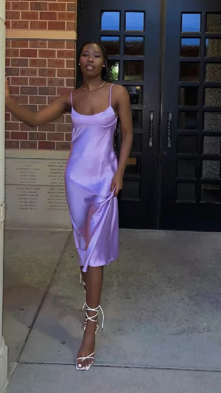Comfortable Layered Styles Trendy Casuals Lilac Straps Tea Length Black Girl Party Dress Wedding Guest Dress,DP1897 Comfortable Layered Styles Trendy Casuals Lilac Straps Tea Length Black Girl Party Dress Wedding Guest Dress,DP1897