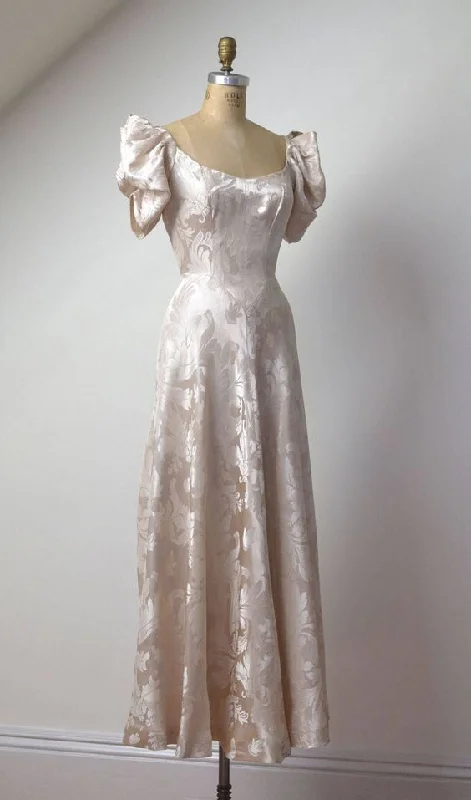 Fashion Layering Pieces Classy Comfortwear Sweet Light Pink Puffy Sleeves A-Line Long Party Dress,DP1890